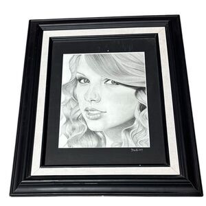 Taylor swift hand drawn pencil sketched framed art work swiftie